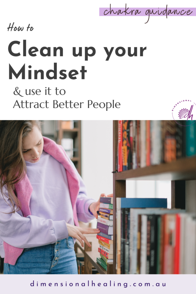 how to clean up your mindset girl skimming through book titles on the shelves at library