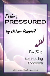 purple background with the question feeling pressured by other people? Try this self healing approach