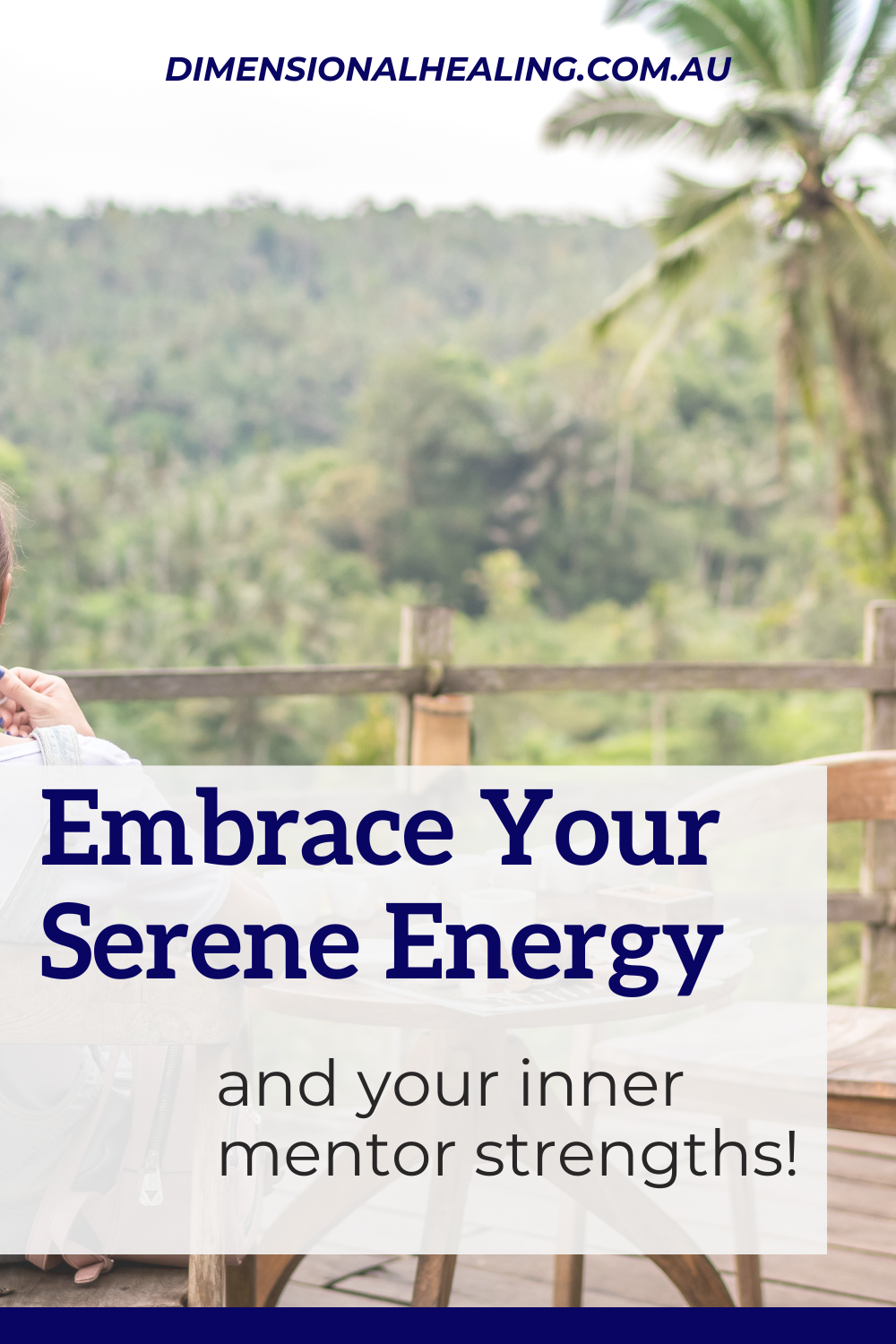 woman sitting on the deck enjoying nature while embracing serene organiser energy