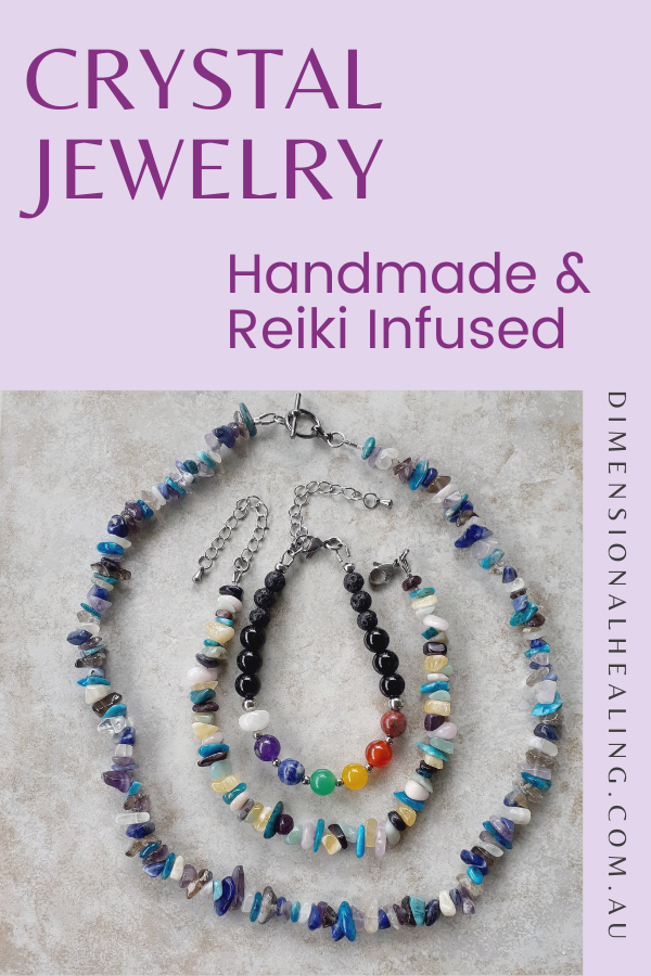 picture of crystal necklace and bracelet reiki infused and handmade