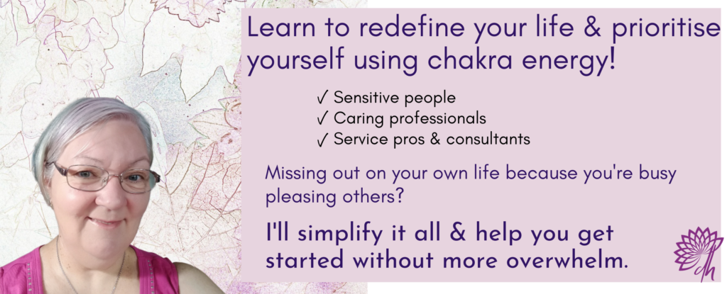 Lorelle teaches sensitive people self care strategies for stress. Redefine your life and prioritise yourself using chakra energy